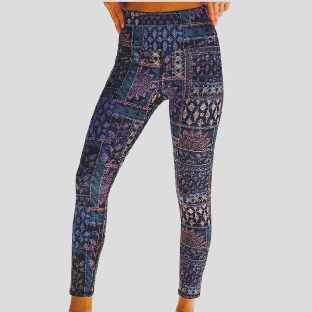 Anthropologie Daily Practice High Waist Leggings Patchwork Floral Boho Print
